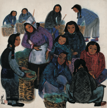  林風(fēng)眠   《農(nóng)婦（滿筐）》紙本水墨設(shè)色 67cm×68cm 20世紀(jì)50年代
 上海中國畫院藏

