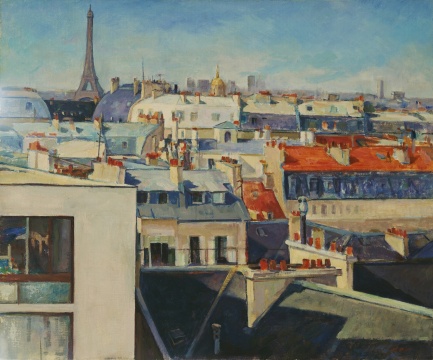 《埃菲爾鐵塔遠(yuǎn)眺》65×54cm 布面油畫(huà) 1996
