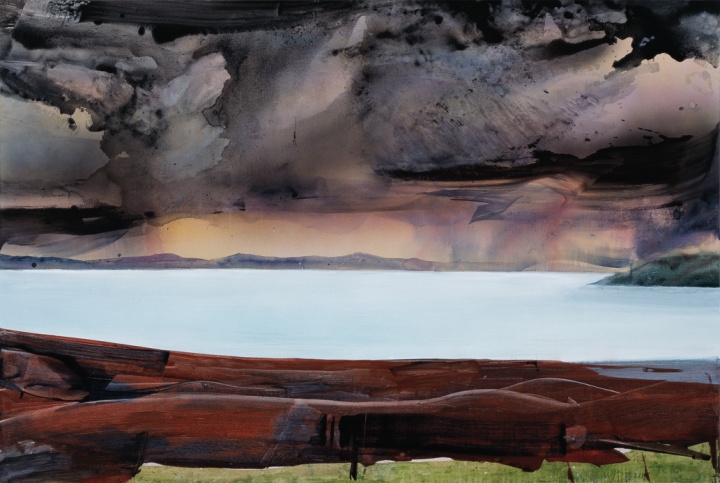 《圣湖》 135×200cm 布面丙烯  2011
該作品已燒毀于2016年工作室發(fā)生的火災(zāi)
