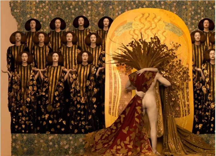 奧地利攝影師Inge prader以攝影的方式
再現(xiàn)了奧地利著名畫(huà)家古斯塔夫·克利姆特名畫(huà)
