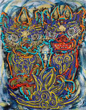 《雙生的守護(hù)狛犬》
116.7×91cm 布面丙烯 202
