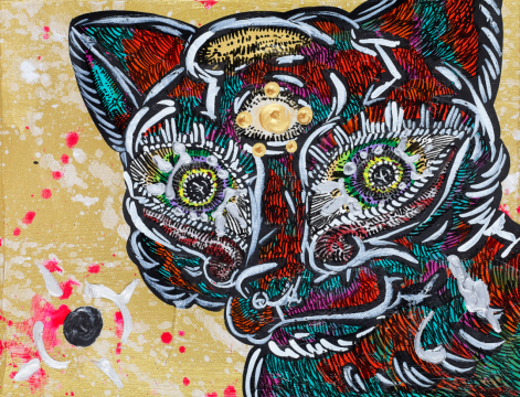 《神獸 護(hù)家貓》

27×35cm 布面丙烯 2024
