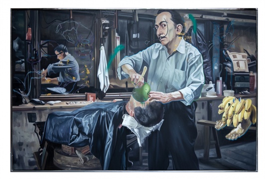 《生活道具-超現(xiàn)實(shí)主義理發(fā)店》 133×200cm 布面油畫 2021-2022
