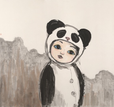《熊貓寶寶》 180×192cm 紙本水墨 2009
