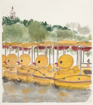 《北海公園》 43x39cm 紙本水墨 2019

