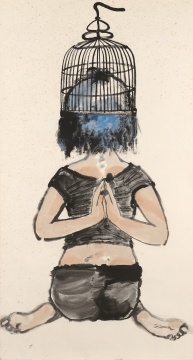 《瑜伽》 180×97cm 紙本水墨 2009
