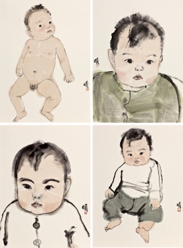 《寶寶四則》 45×30cm×4幅 紙本水墨 2011
