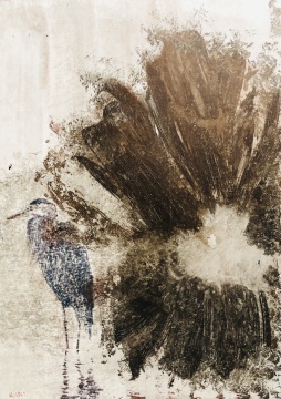 康有和 荷塘水鳥系列三 74X52cm 紙板丙烯 2024
